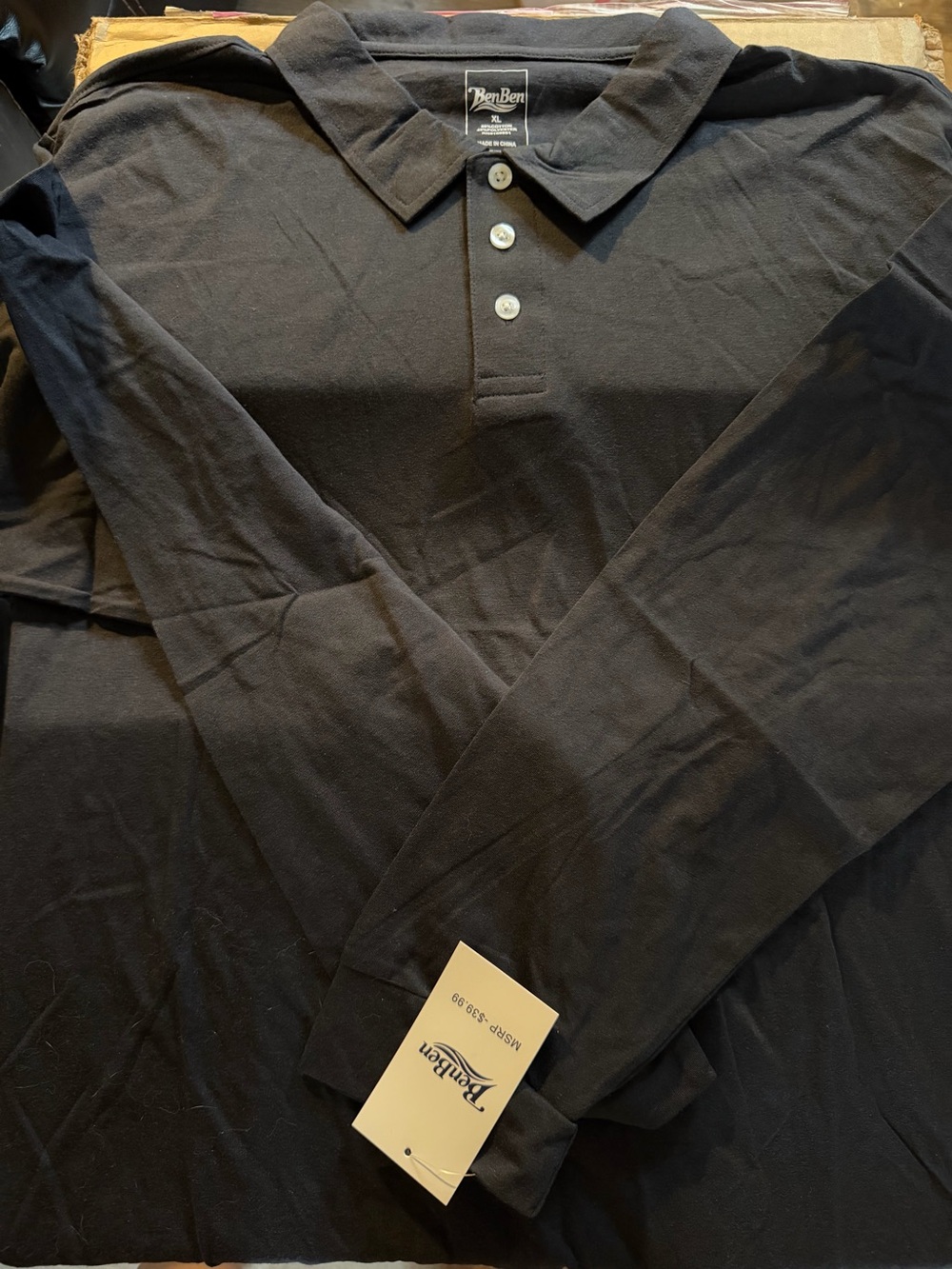 Men’s Long-Sleeve Black Polo Shirt